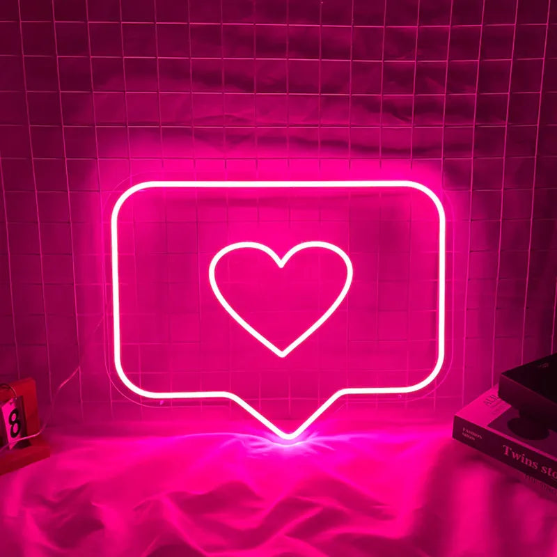 LED Neon Sign Like Ins Heart USB Neon Light for Wall Bedroom Home Photo Studio Decoration Neon Gift Lamp