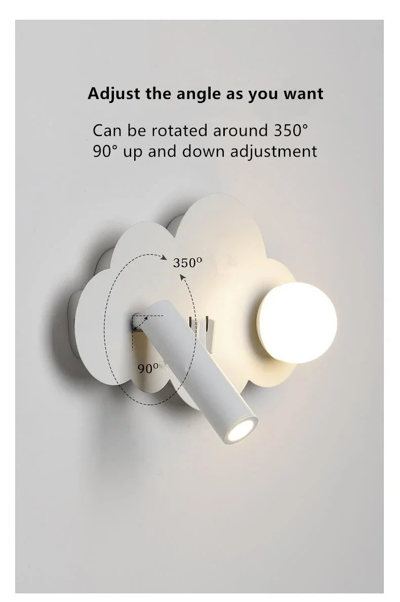 Cloud Wall Lamp Nordic Ins Style Minimalist Bedside Night Light for Kids Bedroom Boys Girls Nursery Decor Modern LED Lighting