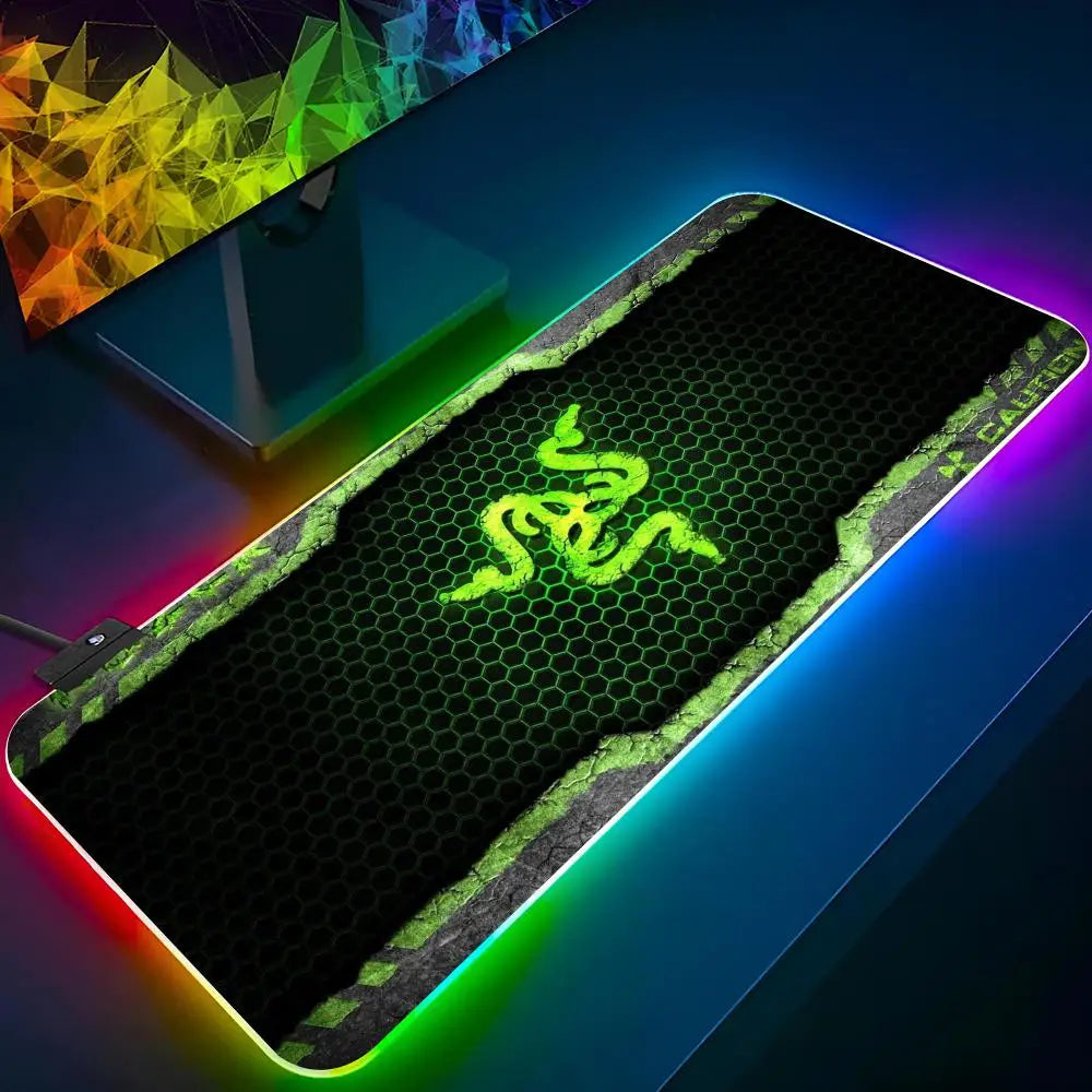 R-Razer-R  Mouse Pad Keyboard LED RGB Pc Gamer Glowing Rubber mause pad  Cute Cartoon Gaming Computer Boys Girls Friends Holiday
