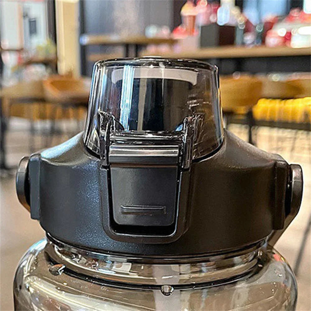 2L Water Bottle with Time Marker, Leak Proof, Non-Slip, Plastic  Portable Travel Water Bottle Fitness Cup With Cute Stickes