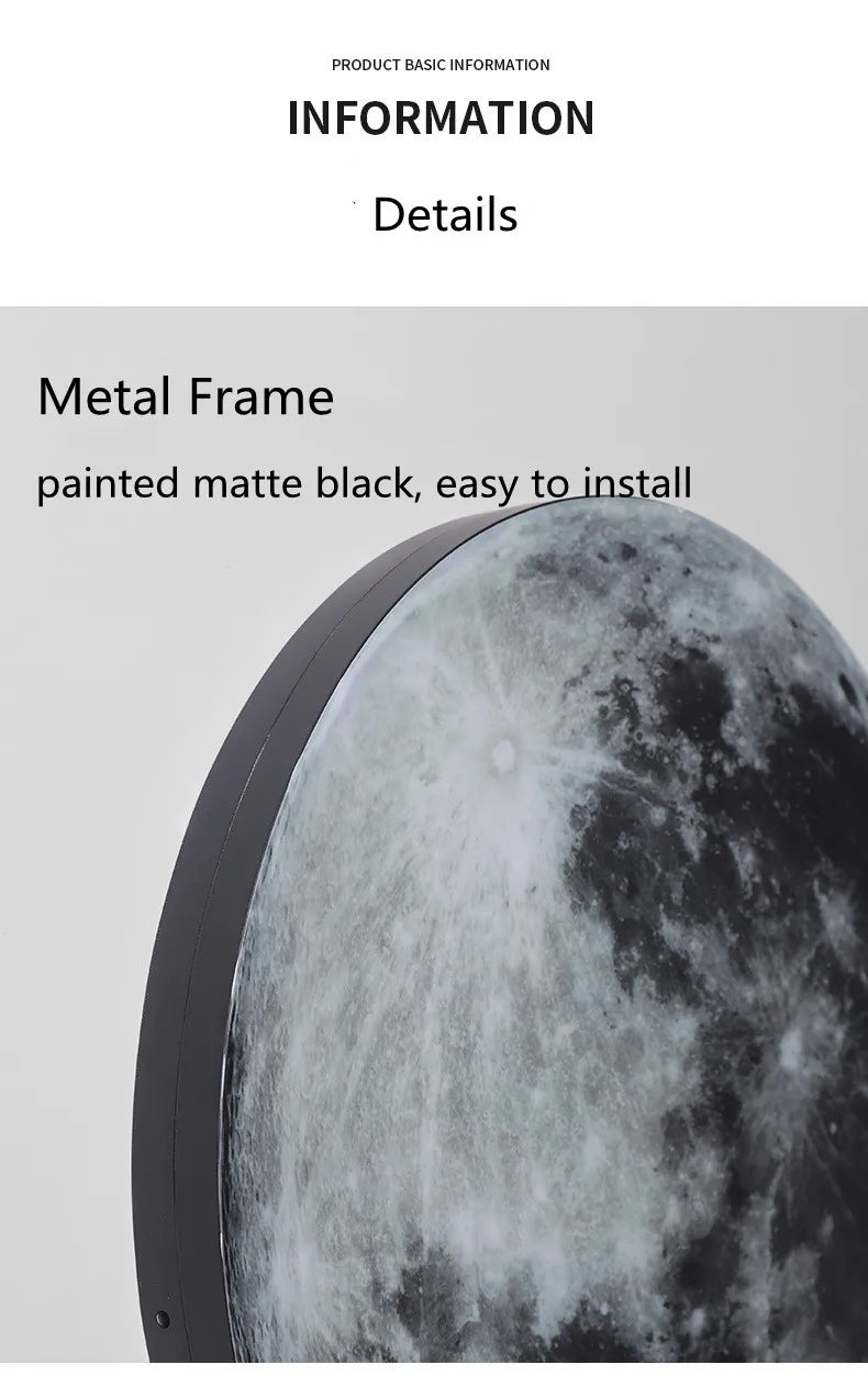 3D LED Moon Lamps 50/60/80cm Living Room Round Moon Wall Lamp Romantic Bedroom Wall Light Remote Control Dimmable Led Wall Lamp