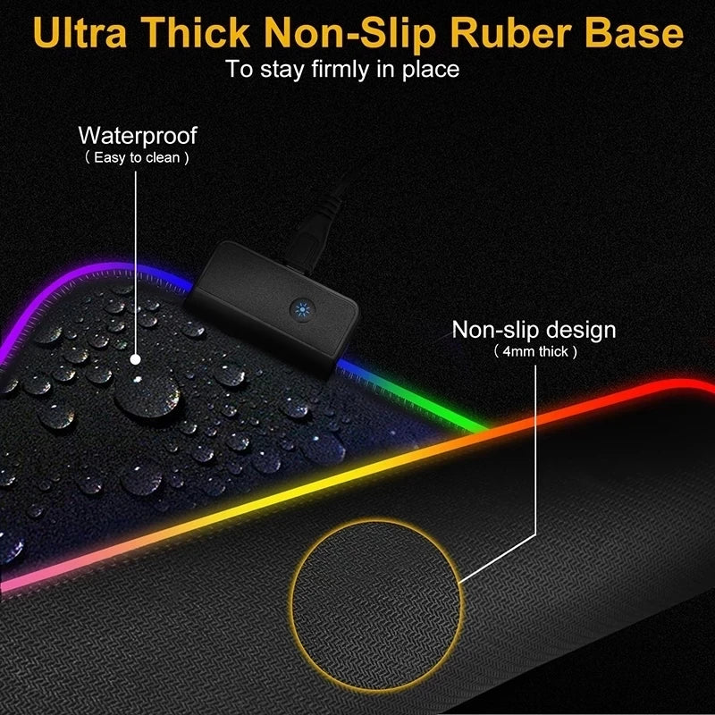 RGB Gaming Mouse pad LED Light  Keyboard Cover Desk Mat Colorful Mouse Pad Waterproof Multi-size PC Computer Carpet with Backlit