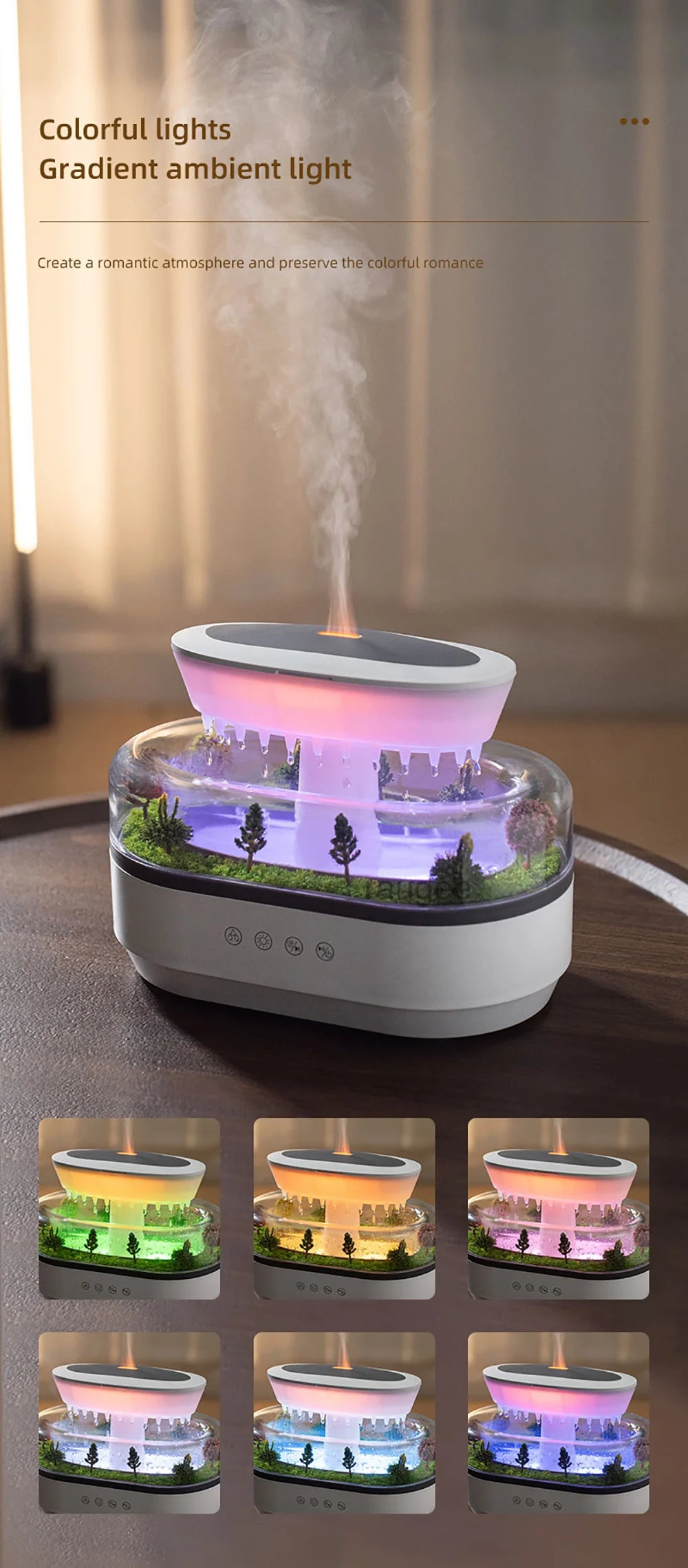 Aroma Humidifier Raindrop Air Humidifier Essential Oil Diffuser Home Aromatherapy Fragrance Diffuser with Colorful Night Light