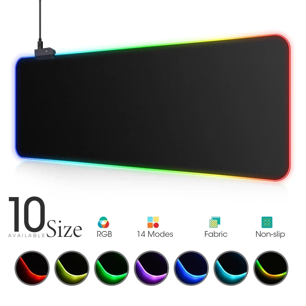 RGB Gaming Mouse pad LED Light  Keyboard Cover Desk Mat Colorful Mouse Pad Waterproof Multi-size PC Computer Carpet with Backlit