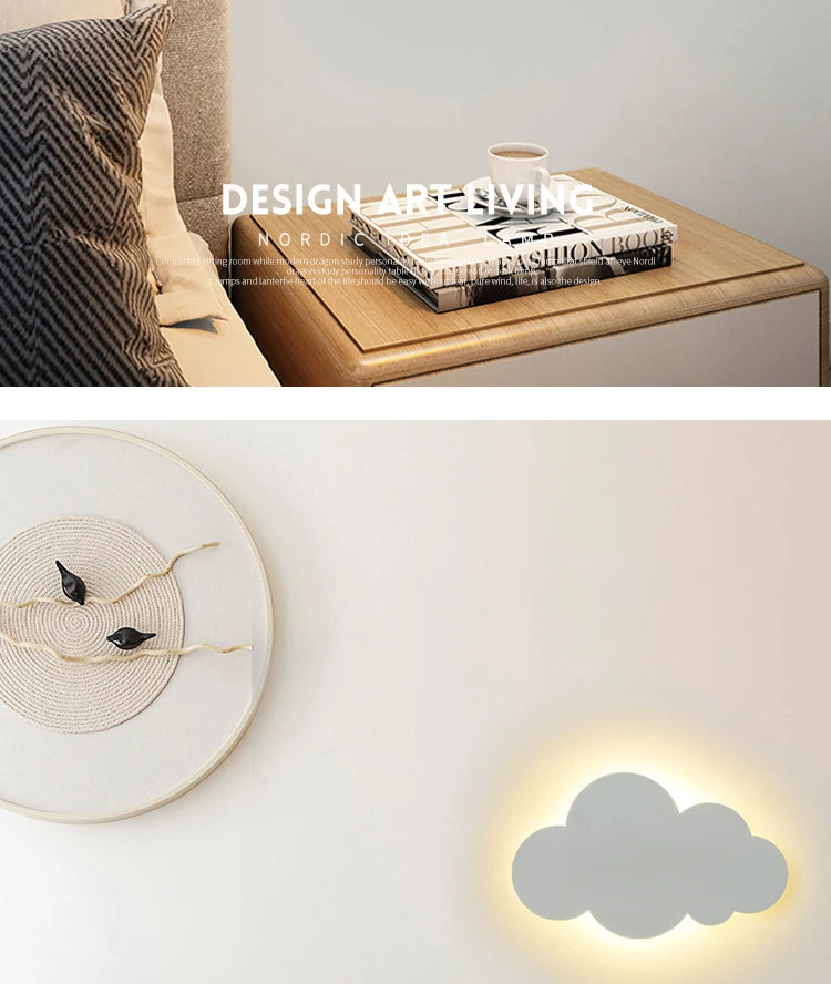 LED Cloud Wall Lamp With Plug Baby Room Bedroom Bed Living Dining Room Attic Creative Warm Decoration Wall Light AC110V-230V
