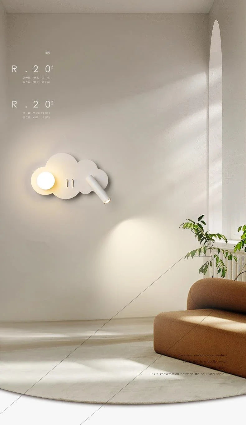 Cloud Wall Lamp Nordic Ins Style Minimalist Bedside Night Light for Kids Bedroom Boys Girls Nursery Decor Modern LED Lighting