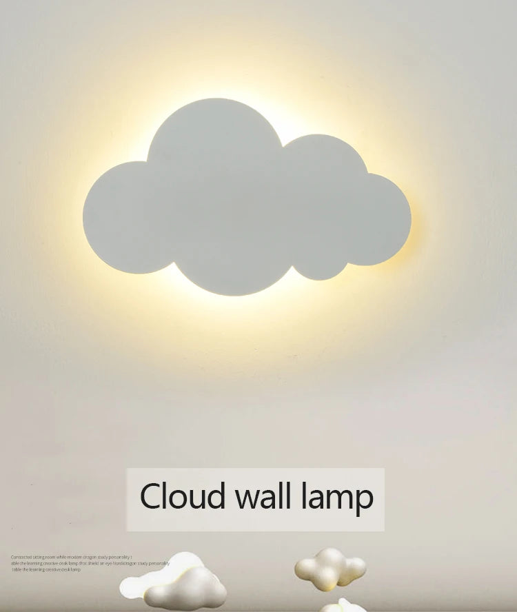LED Cloud Wall Lamp With Plug Baby Room Bedroom Bed Living Dining Room Attic Creative Warm Decoration Wall Light AC110V-230V
