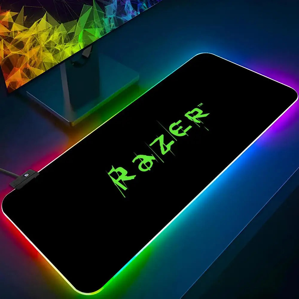 R-Razer-R  Mouse Pad Keyboard LED RGB Pc Gamer Glowing Rubber mause pad  Cute Cartoon Gaming Computer Boys Girls Friends Holiday