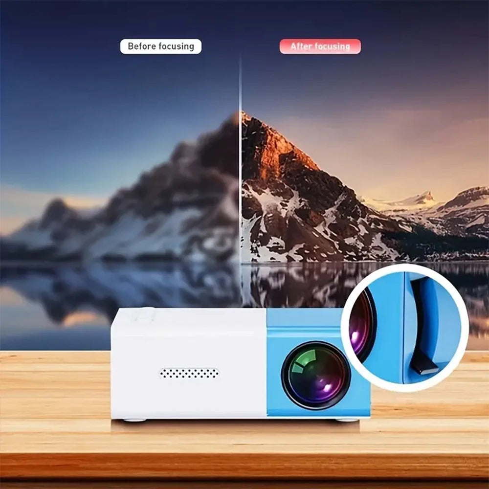 Mini portable projector,Supports wired screen mirroring for smartphones，support full HD 1080P, Compatible HD/USB/AV/TV Stick