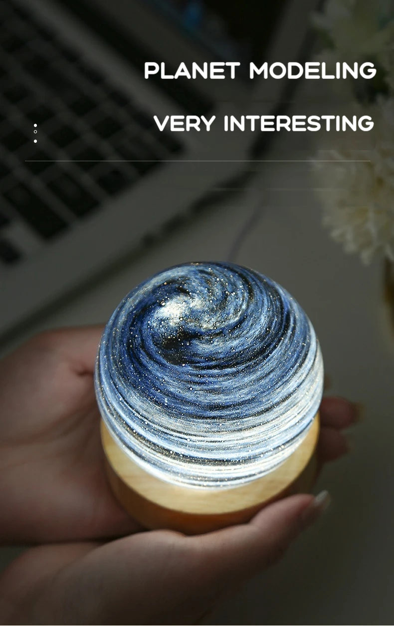 3D Moon Glass Lamp USB Powered Planet Mini Night Light With Wooden Stand For Kids Girls Boys Friends Birthday Christmas Gifts