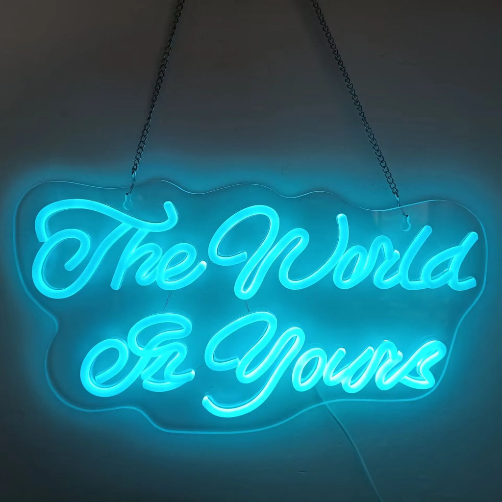 LED Neon Sign The World of Yours Neon Sign Wall Decoration for Bedroom Gameroom Livingroom Birthday Party Gifts USB Powered