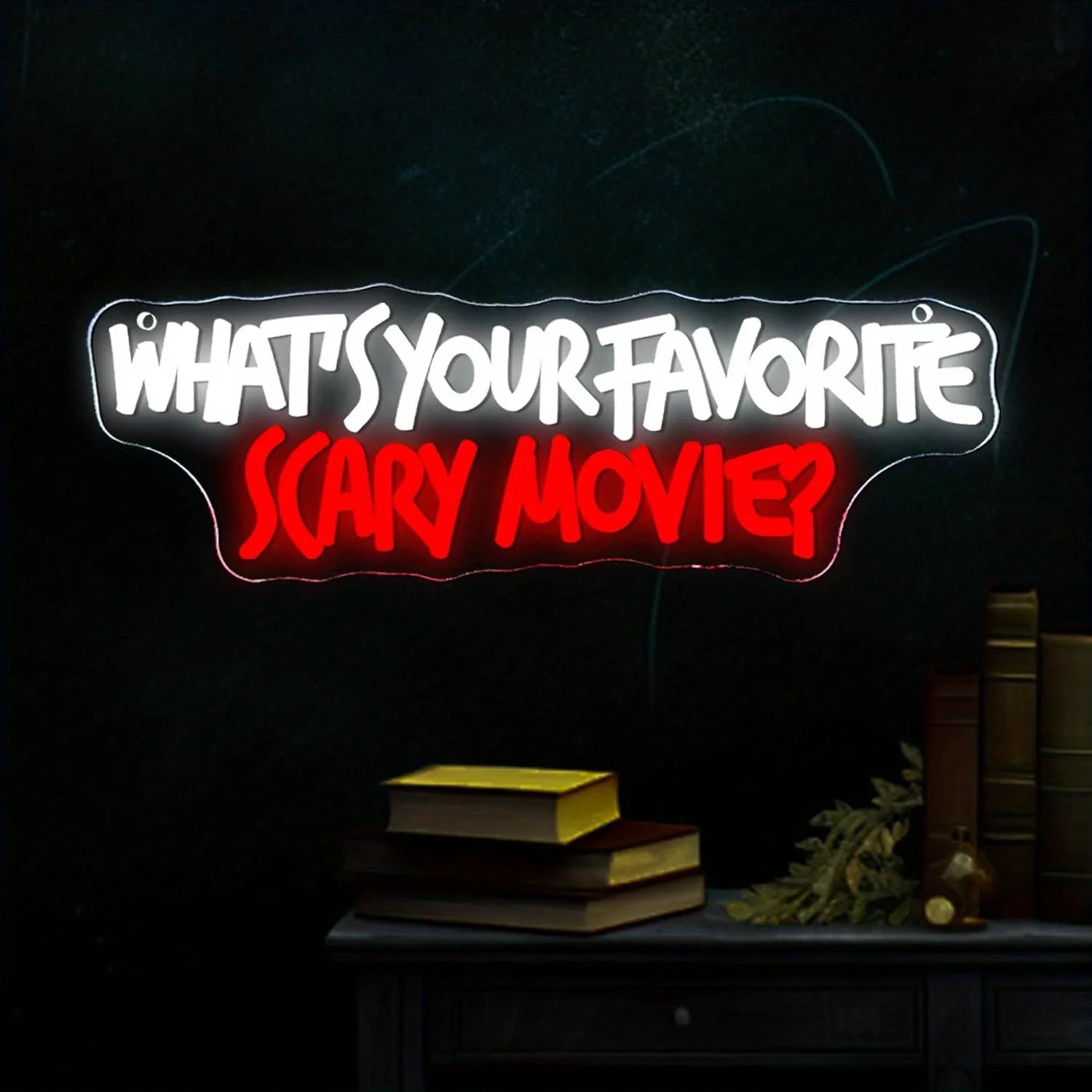 LED Neon Sign What Is Your Favorite Scary Movie Neon Light Wall Decor for Party Bedroom Outdoor House Bar Halloween USB Powered