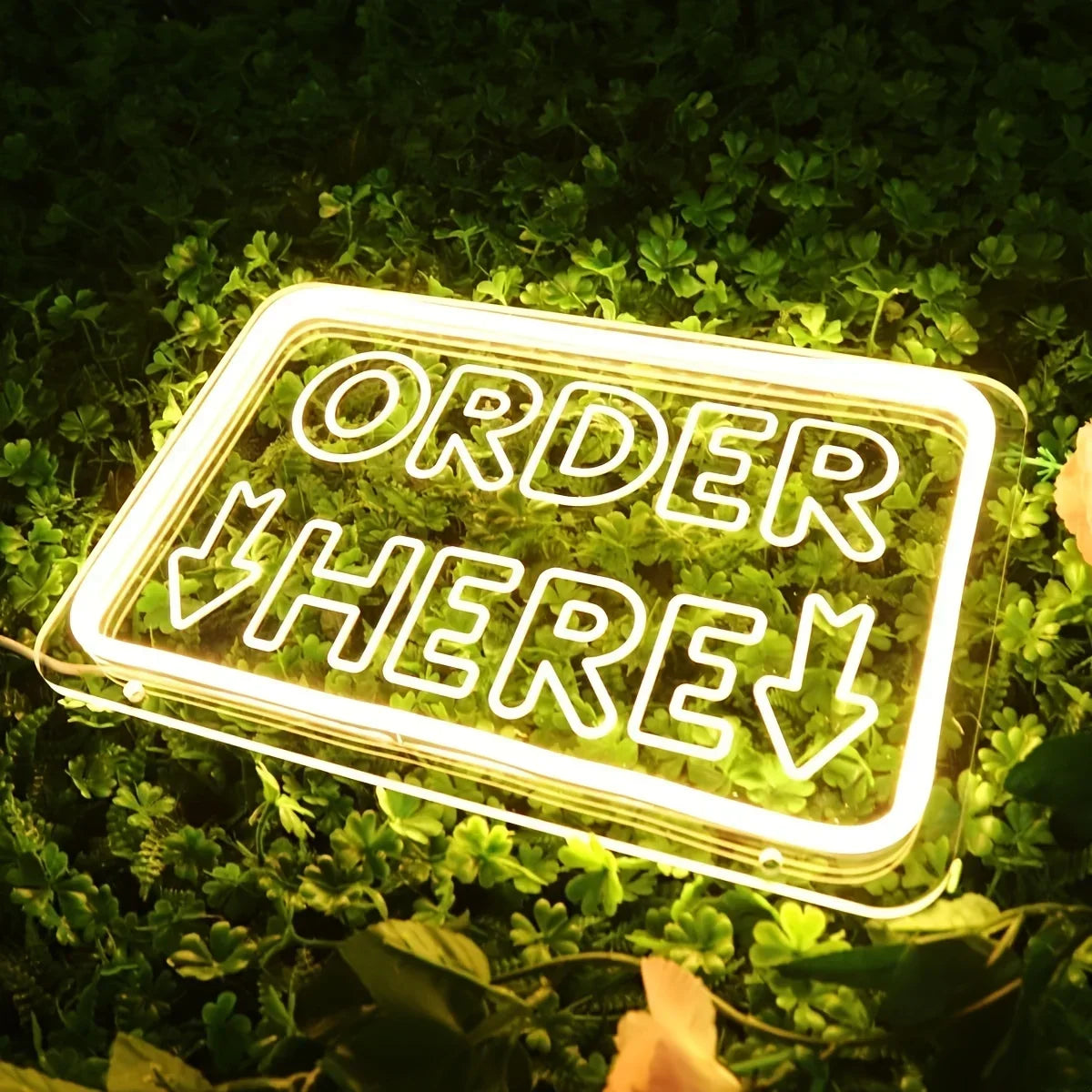 Order Here Neon Sign For Wall Decor Store Supermarket Led Lights, For Door Decorations,Checkstand Business Accessories Neon Sign