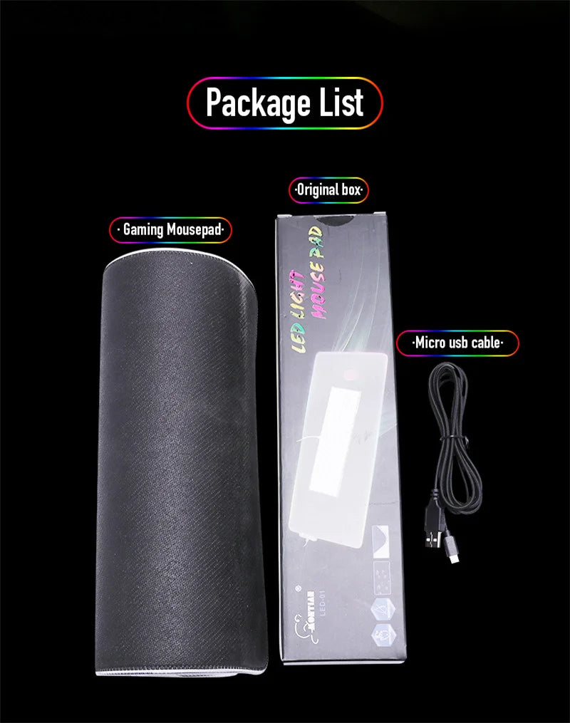 RGB custom mouse pad Our company provides Dropshipping services RGB LED luminous mouse pad has more than 10 color changes