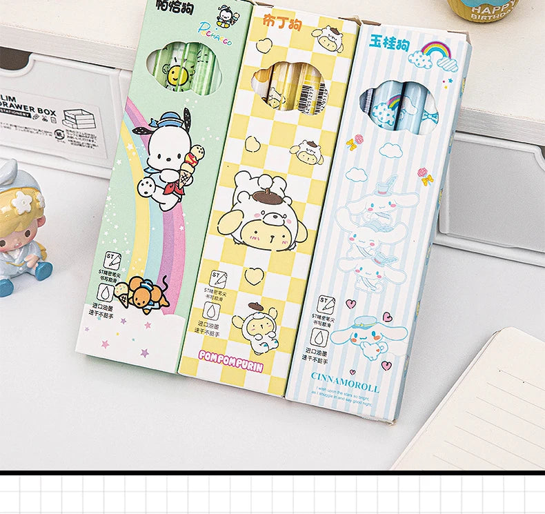 6 models a total of 24= 4 Pcs/set limited edition high quality ST black 0.5mm gel pen kawaii stationery school office supplies