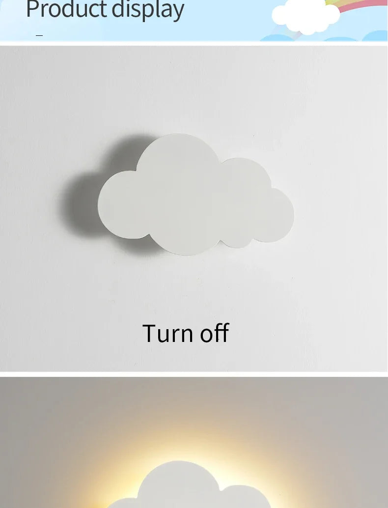 Cloud LED Wall Lamp Baby Room Bedroom Bedside Living Room Dining Room Attic Creative Warm Decoration Touch Switch AC85-230V