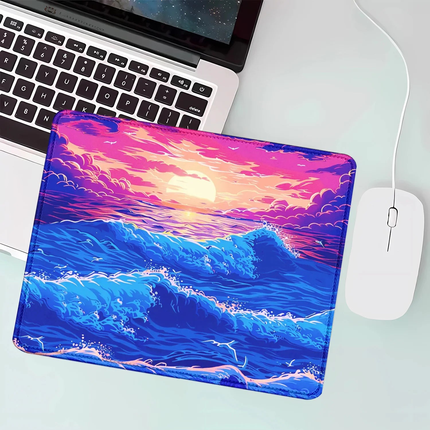 Aesthetic Desk Mat Art Japanese Great Waves Gaming small mouse pad Blue teclado mousepad Beautiful Nature Rubber Desk Pad Mat