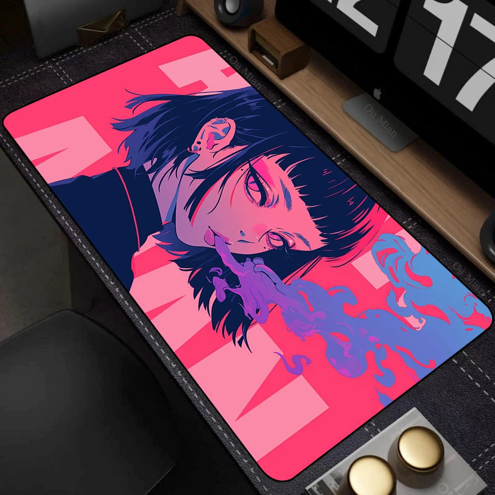 Large Desk Mat Kawaii Mousepad Cute Pink Anime Aesthetics Girl Mouse Pad Kawai XXL Gaming Deskmat Cool Girls Big Mouse Mat 90x40