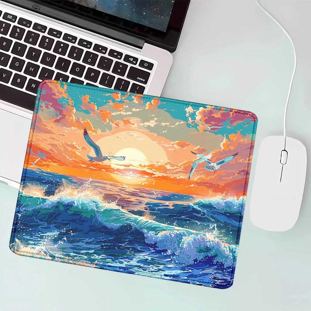Aesthetic Desk Mat Art Japanese Great Waves Gaming small mouse pad Blue teclado mousepad Beautiful Nature Rubber Desk Pad Mat