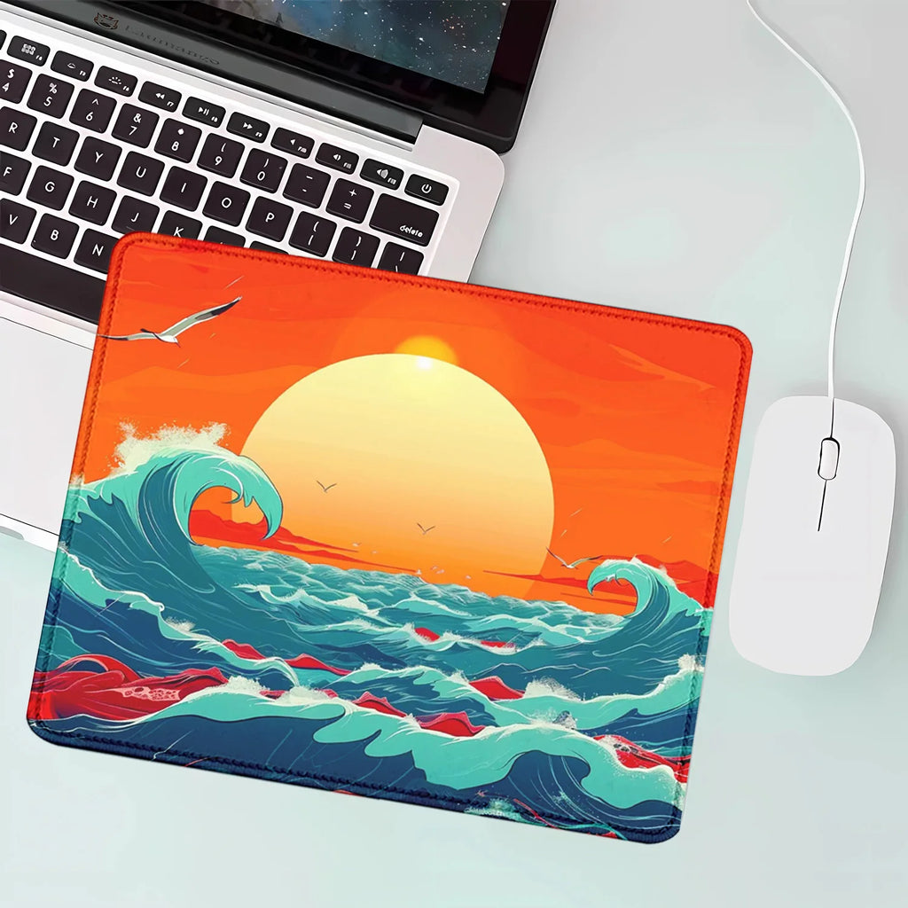 Aesthetic Desk Mat Art Japanese Great Waves Gaming small mouse pad Blue teclado mousepad Beautiful Nature Rubber Desk Pad Mat