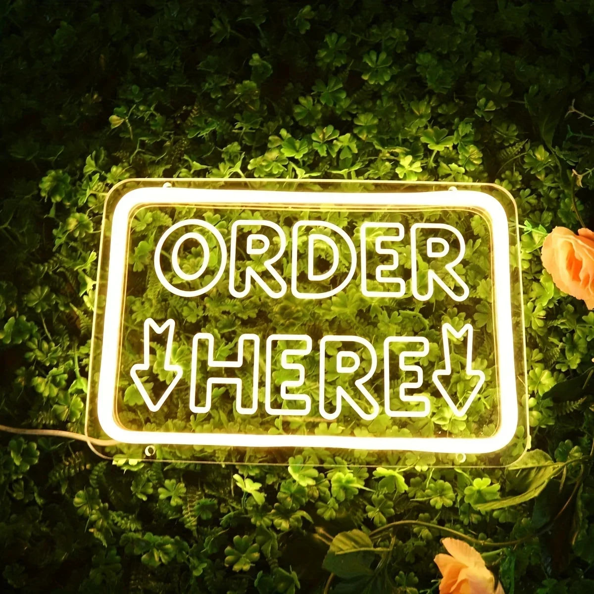 Order Here Neon Sign For Wall Decor Store Supermarket Led Lights, For Door Decorations,Checkstand Business Accessories Neon Sign