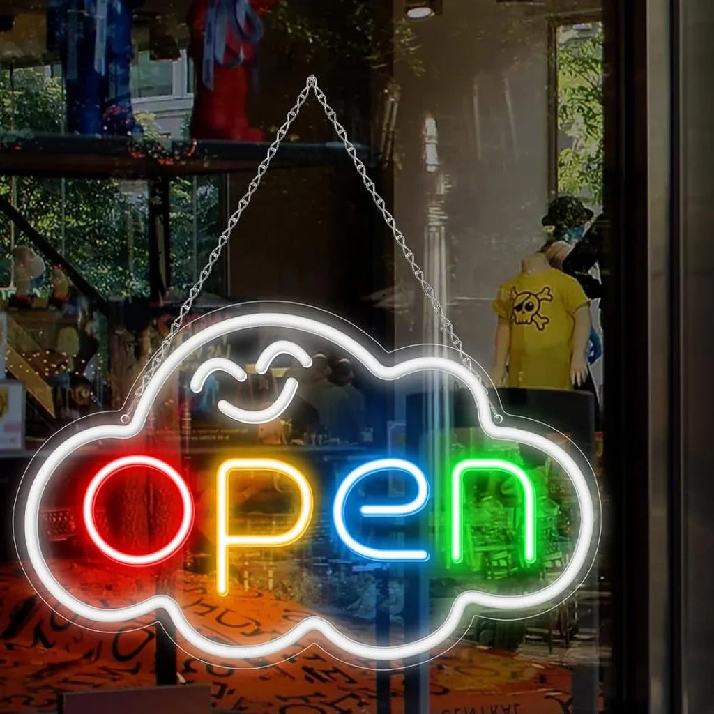 LED Open Neon Sign  USB Bright Neon Light Sign for Business Switch Cloud Stores Restaurants Offices Shops Storefronts Decor Gift