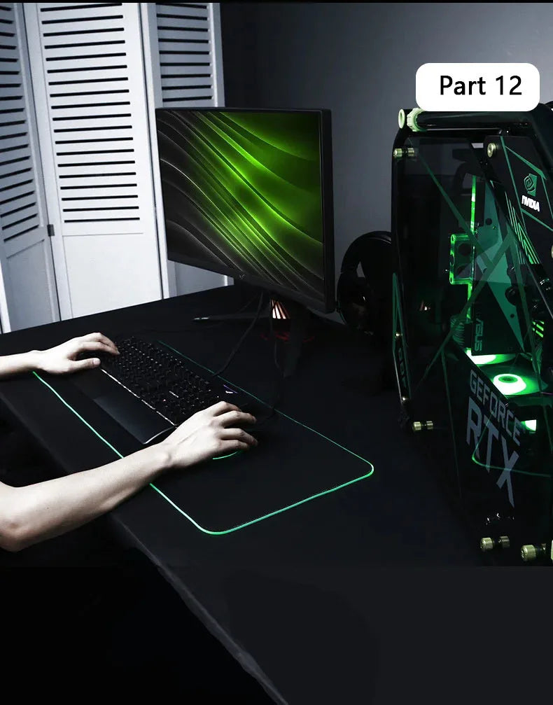 RGB custom mouse pad Our company provides Dropshipping services RGB LED luminous mouse pad has more than 10 color changes