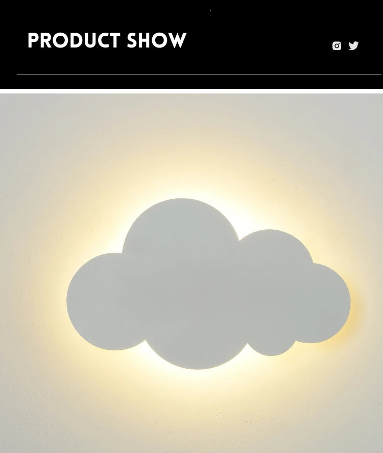 LED Cloud Wall Lamp With Plug Baby Room Bedroom Bed Living Dining Room Attic Creative Warm Decoration Wall Light AC110V-230V