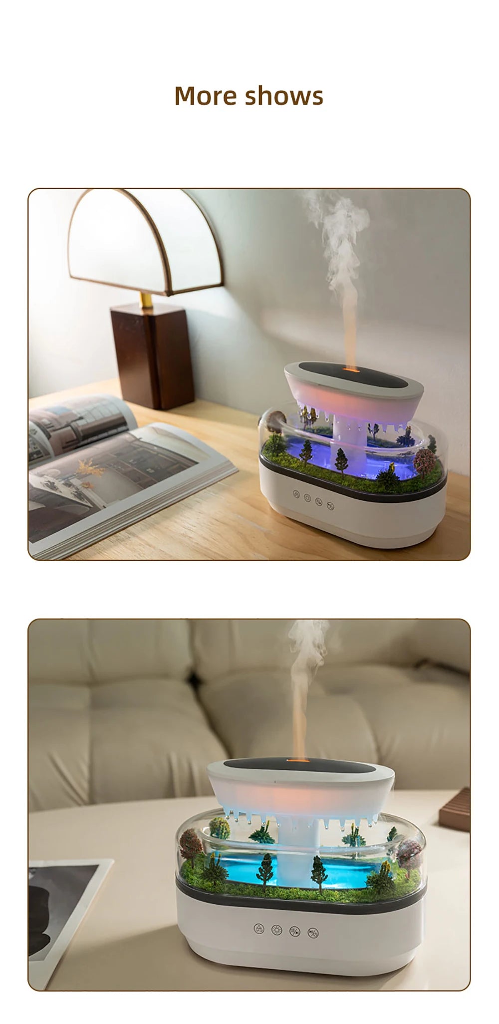Aroma Humidifier Raindrop Air Humidifier Essential Oil Diffuser Home Aromatherapy Fragrance Diffuser with Colorful Night Light