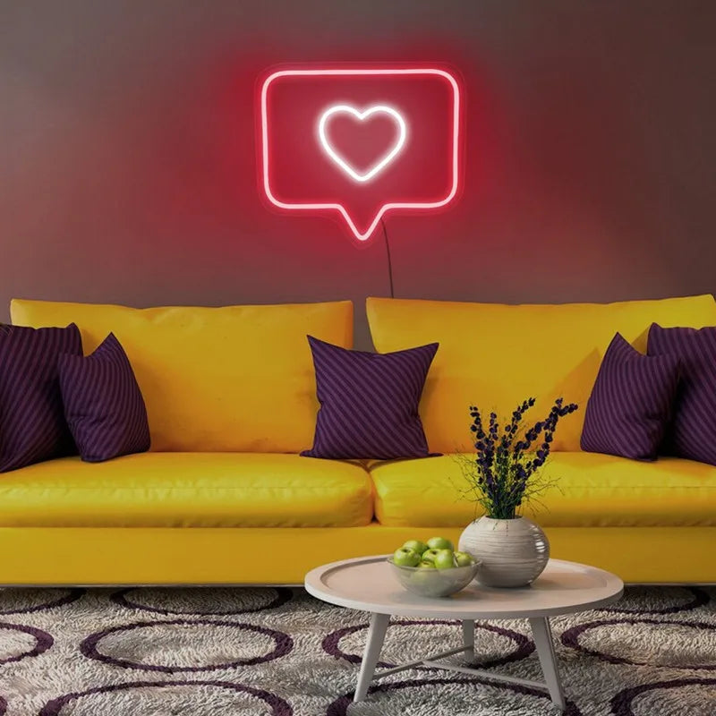 LED Neon Sign Like Ins Heart USB Neon Light for Wall Bedroom Home Photo Studio Decoration Neon Gift Lamp