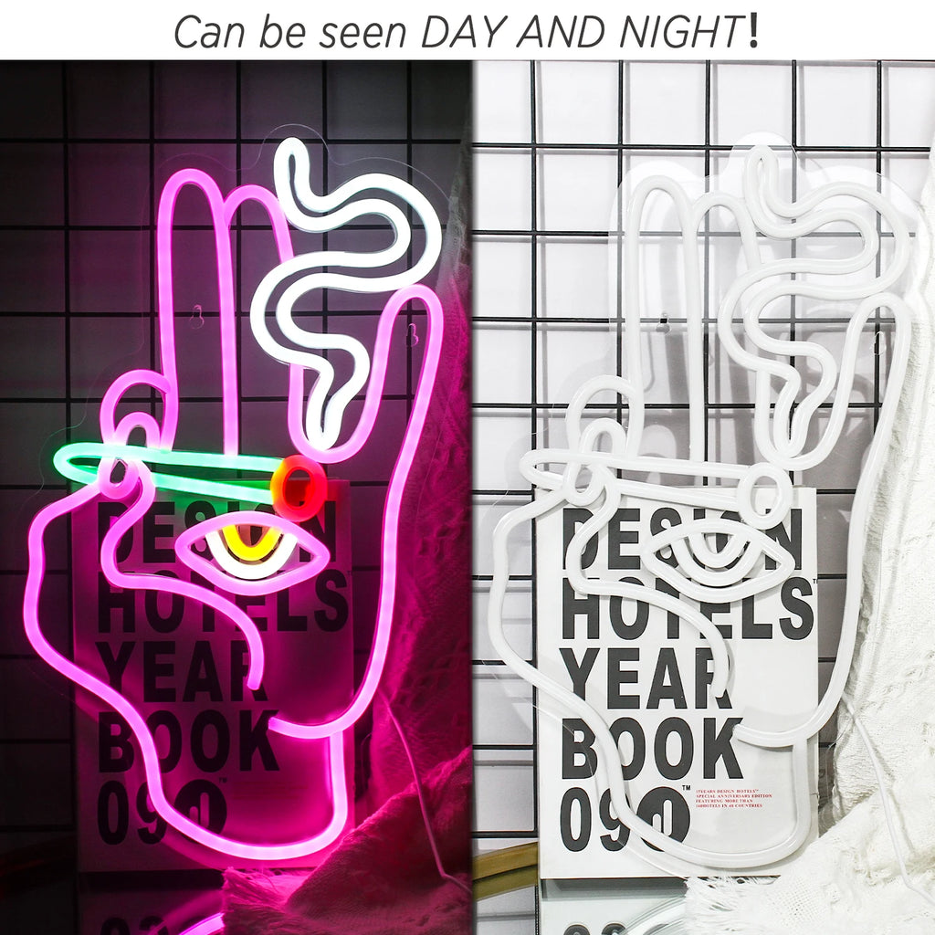 Led Neon Sign Smoking Hand Eye Personalized Neon Signs For Bar Game Room Restaurant Wall Decoration Neon Light USB Acrylic