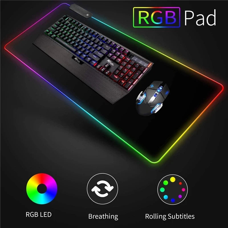 RGB Gaming Mouse pad LED Light  Keyboard Cover Desk Mat Colorful Mouse Pad Waterproof Multi-size PC Computer Carpet with Backlit