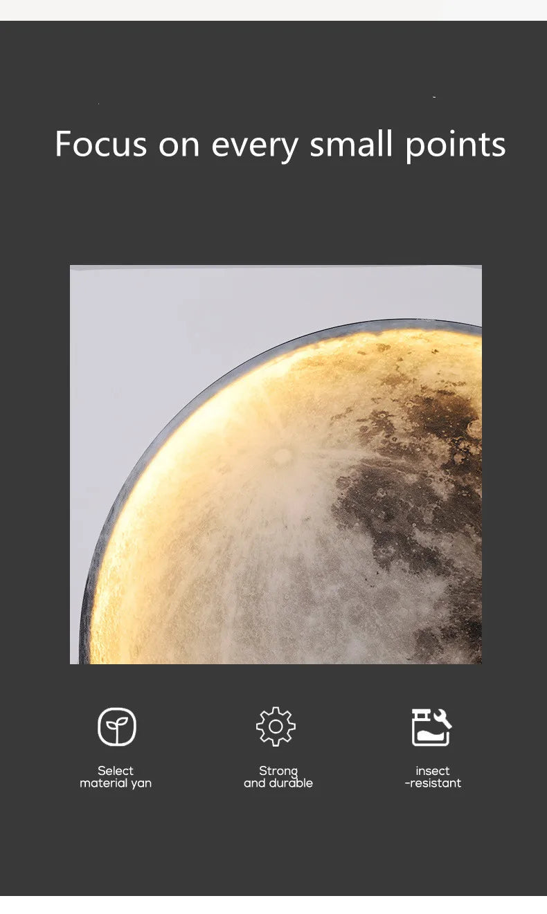 3D LED Moon Lamps 50/60/80cm Living Room Round Moon Wall Lamp Romantic Bedroom Wall Light Remote Control Dimmable Led Wall Lamp