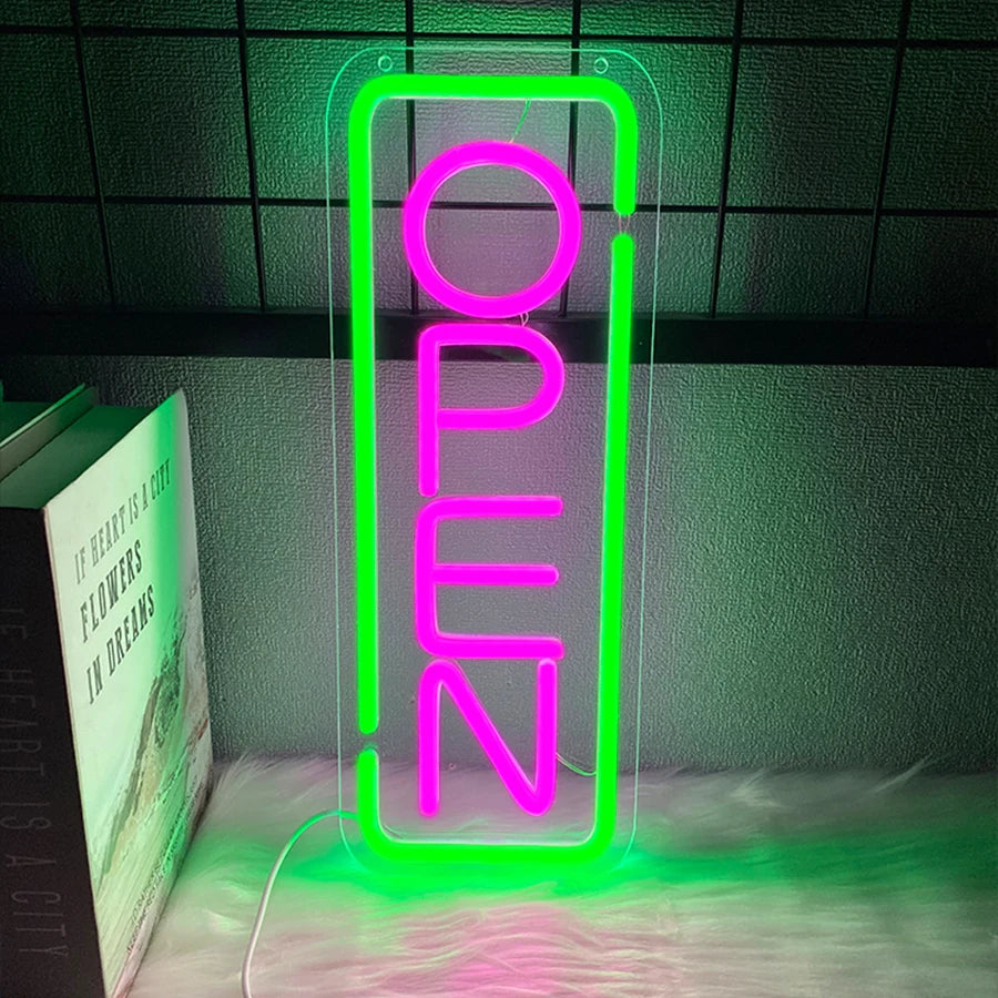 Open Led Neon Sign, With Switch Usb Connection, Are Used For Artistic Decoration Of Salon Studios And Commercial Signboards.