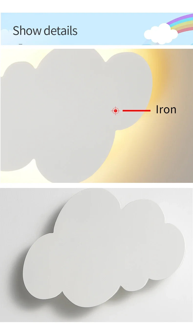 Cloud LED Wall Lamp Baby Room Bedroom Bedside Living Room Dining Room Attic Creative Warm Decoration Touch Switch AC85-230V