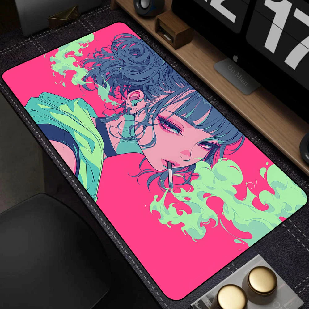 Large Desk Mat Kawaii Mousepad Cute Pink Anime Aesthetics Girl Mouse Pad Kawai XXL Gaming Deskmat Cool Girls Big Mouse Mat 90x40