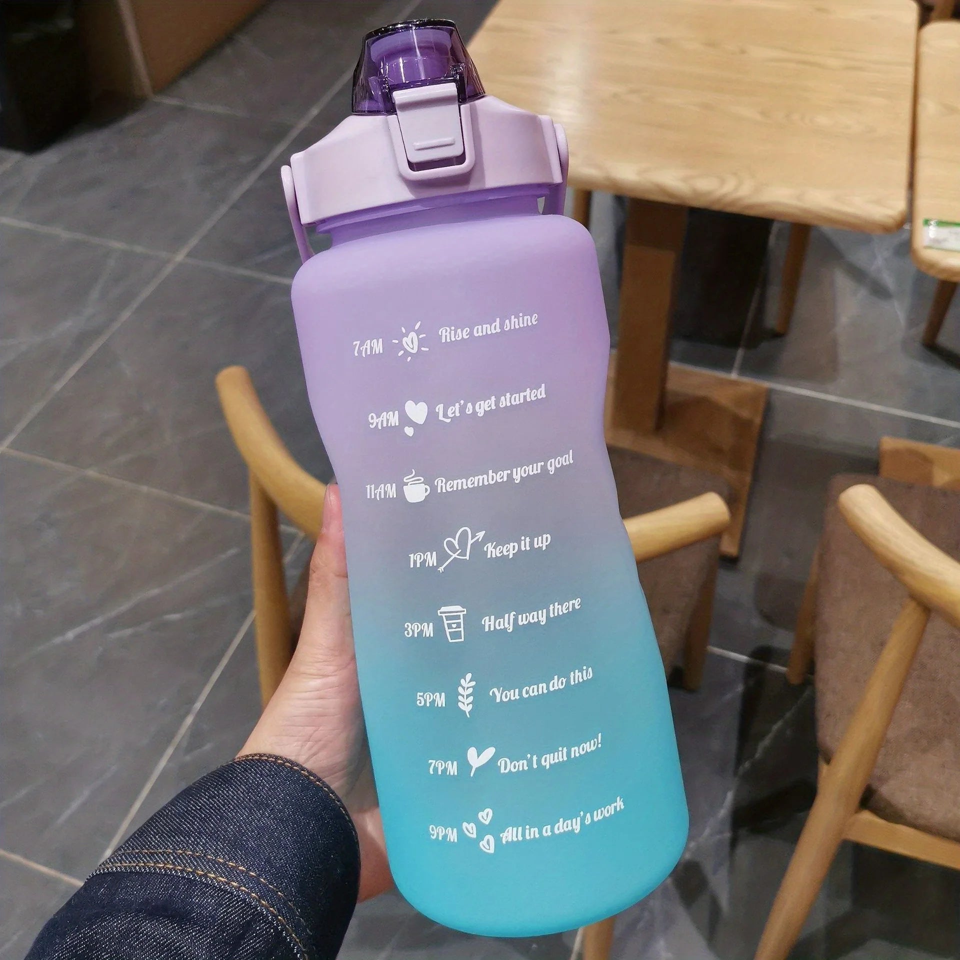 2l/900ml Water Bottle Liter Stay Hydrated Motivated Leakproof Plastic Sport Bottle Reminder Times Sports Outdoor Fitness Office