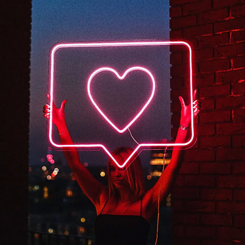 LED Neon Sign Like Ins Heart USB Neon Light for Wall Bedroom Home Photo Studio Decoration Neon Gift Lamp