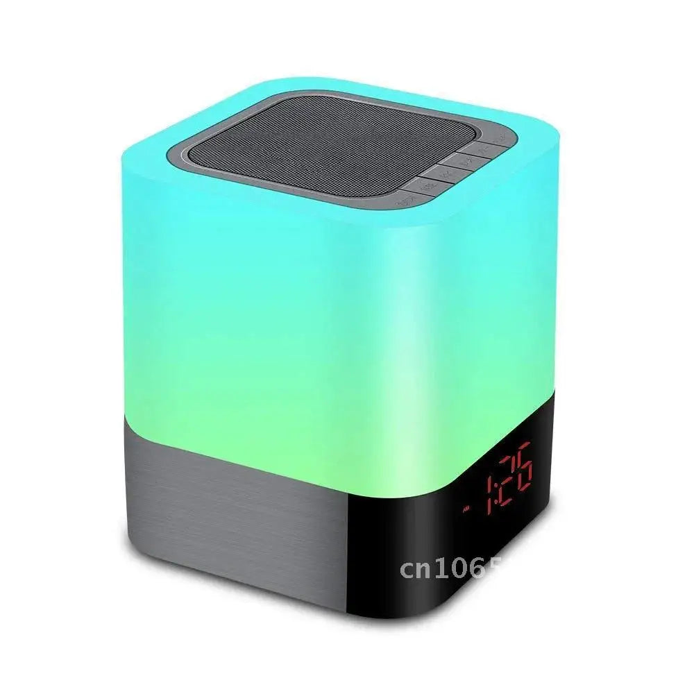 Color Changing Bluetooth Speaker Night Lamp Digital Alarm Clock Player Bedside Sensor Lights Girls MP3 for Gift Touch Boys