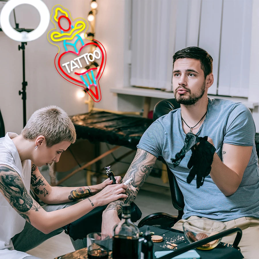 Tattoo Led Neon Sign, Decor With Aesthetic Operation Lights, Used For Business Lights In Shops, Rooms, Bars And Tattoo Studios.