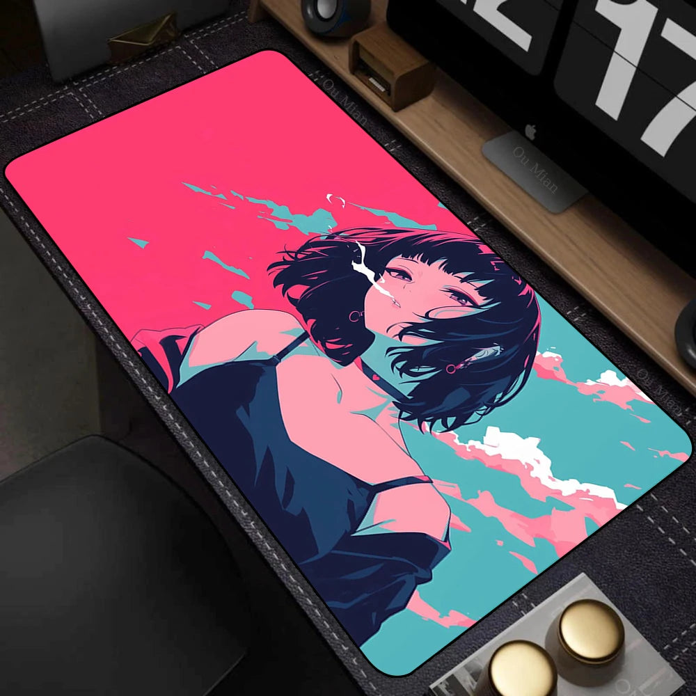 Large Desk Mat Kawaii Mousepad Cute Pink Anime Aesthetics Girl Mouse Pad Kawai XXL Gaming Deskmat Cool Girls Big Mouse Mat 90x40