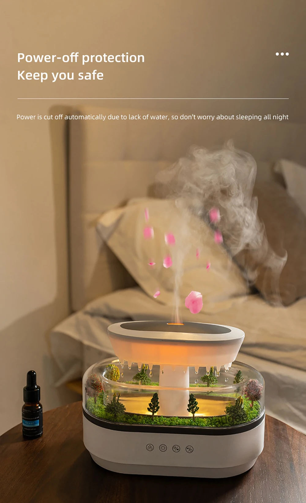 Aroma Humidifier Raindrop Air Humidifier Essential Oil Diffuser Home Aromatherapy Fragrance Diffuser with Colorful Night Light