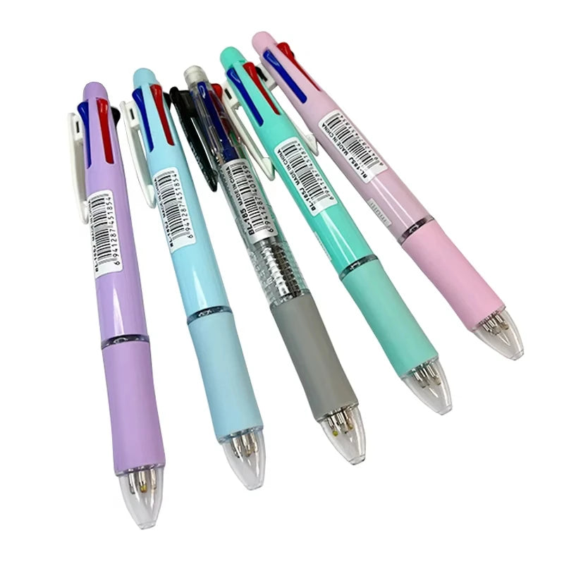 Creative 5 In 1 Multicolor Ballpoint Pen Set 4Colors 0.7mm Ball Pen and 0.5mm 1pc Automatic Pencil Art Painting Writing Supplies