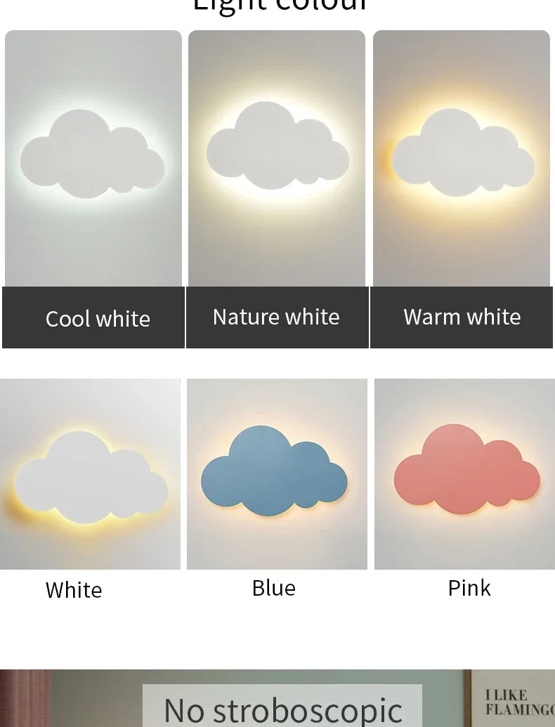 Cloud LED Wall Lamp Baby Room Bedroom Bedside Living Room Dining Room Attic Creative Warm Decoration Touch Switch AC85-230V