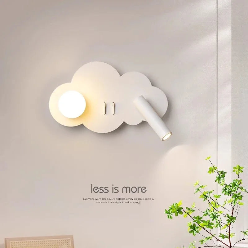 Cloud Wall Lamp Nordic Ins Style Minimalist Bedside Night Light for Kids Bedroom Boys Girls Nursery Decor Modern LED Lighting