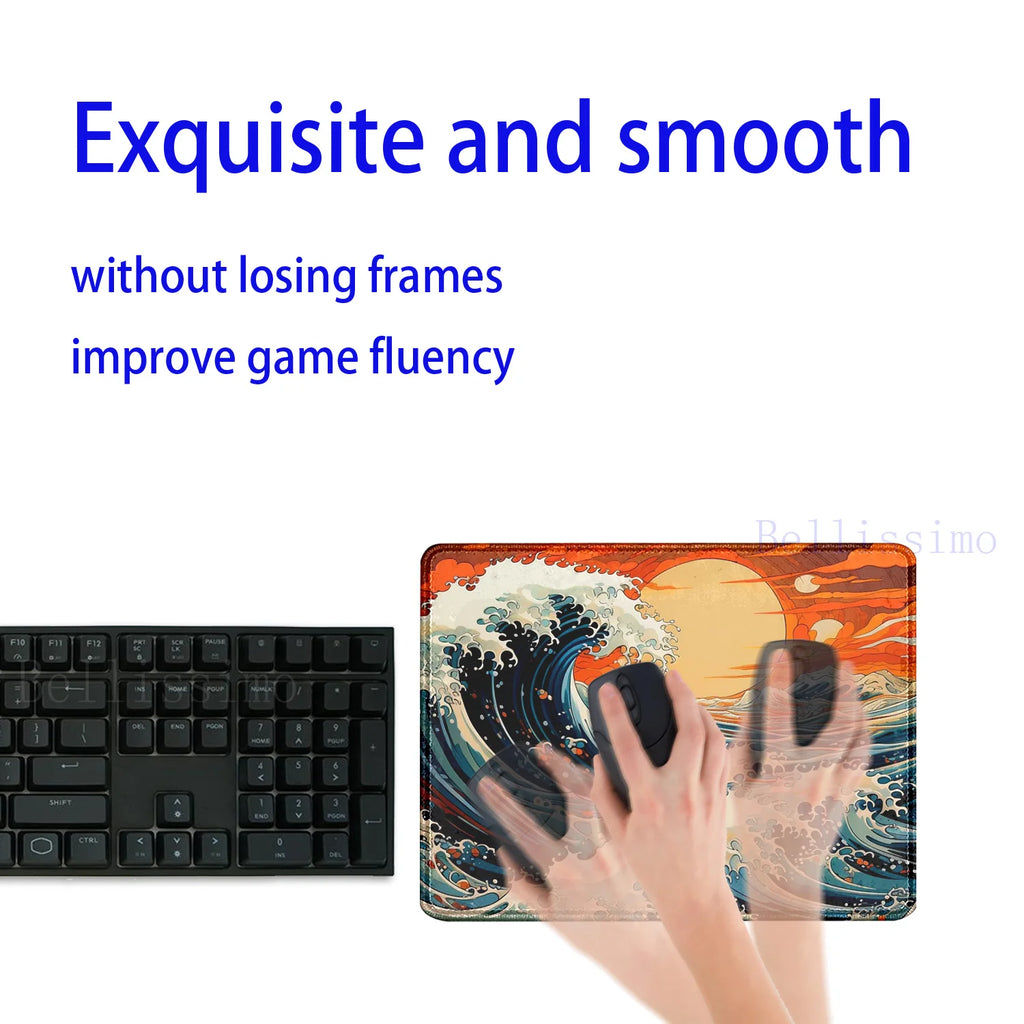 Aesthetic Desk Mat Art Japanese Great Waves Gaming small mouse pad Blue teclado mousepad Beautiful Nature Rubber Desk Pad Mat