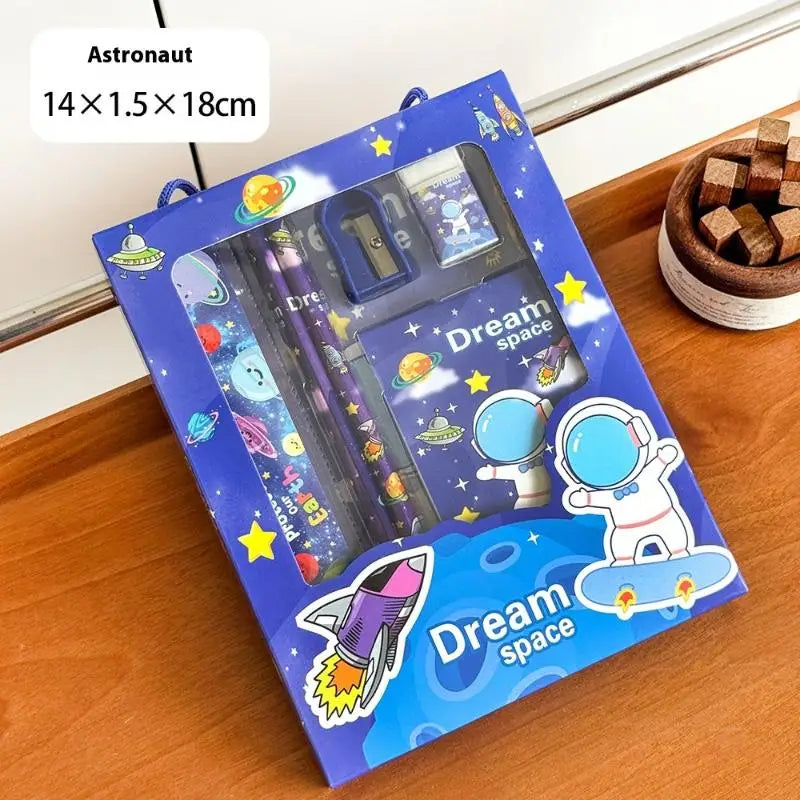 6Pcs/Set Cute Cartoon Capybara Pencil Stationery Set Kawaii Cat Eraser Pencil Sharpener Children's Student Stationery Supplies