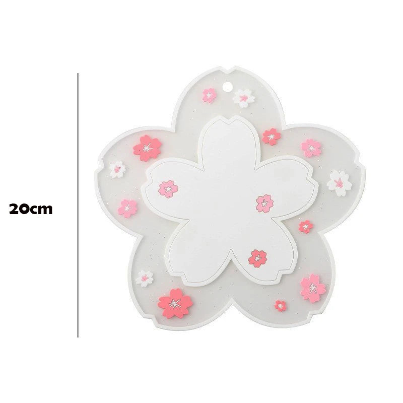 Cute Sakura Desk Mat Kawaii Coffee Cup Coaster Heat Insulation Mat for Tea Milk Mug Office Home Decors Cute Desk Accessories