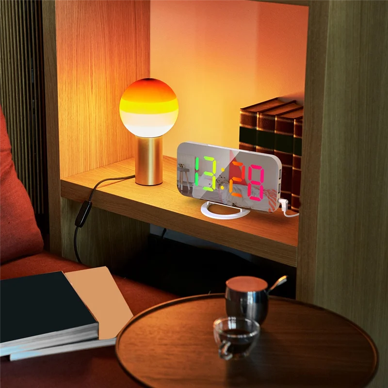 A36T-Digital Alarm Clock RGB Colorful Large Screen Display Smart Mirror Alarm Clock Date Display For Room Decoration