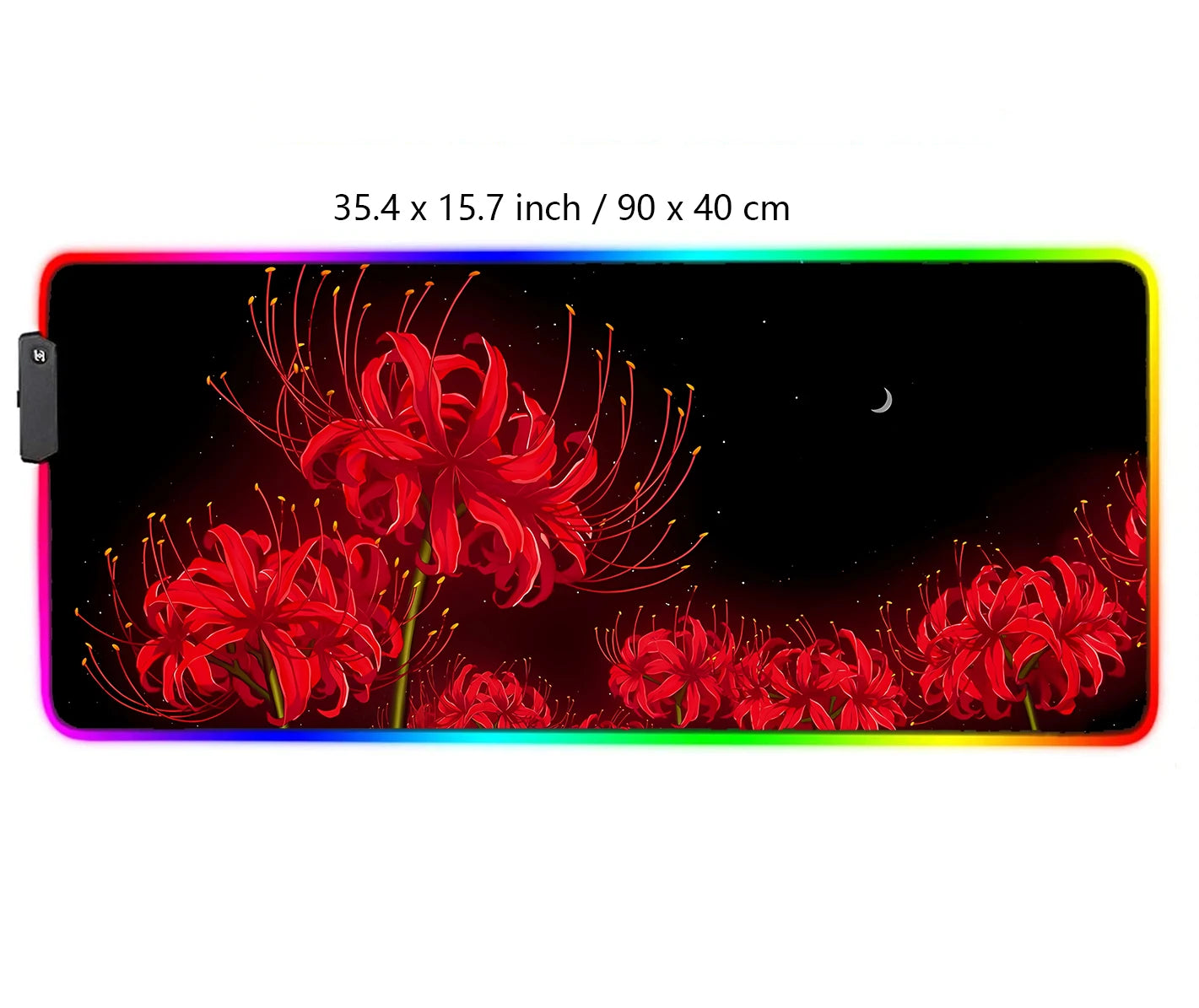 Large Gaming Mouse Pad Rgb Led Wisteria Demon XXL Gaming Deskmat Red Spider Lily Desk Mat Death Flower Anime Mousepad Aesthetic